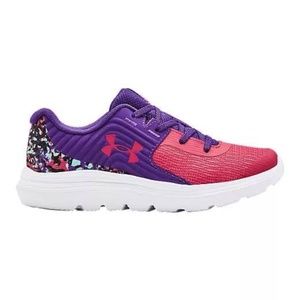 BRAND NEW girl under armour gps outhustle print shoes size 2Y (no tie shoelaces)